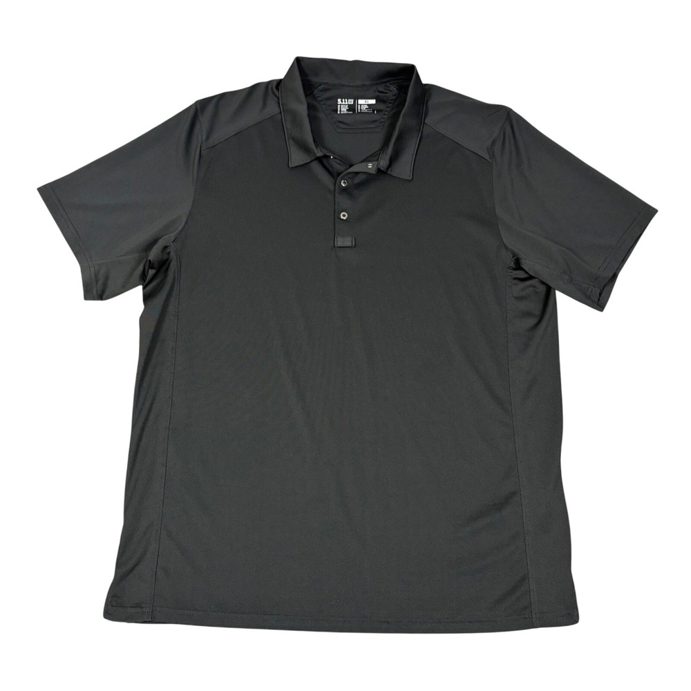 5.11‎ Tactical Polo Shirt Men XL Black Performance Short Sleeve Snap Placket